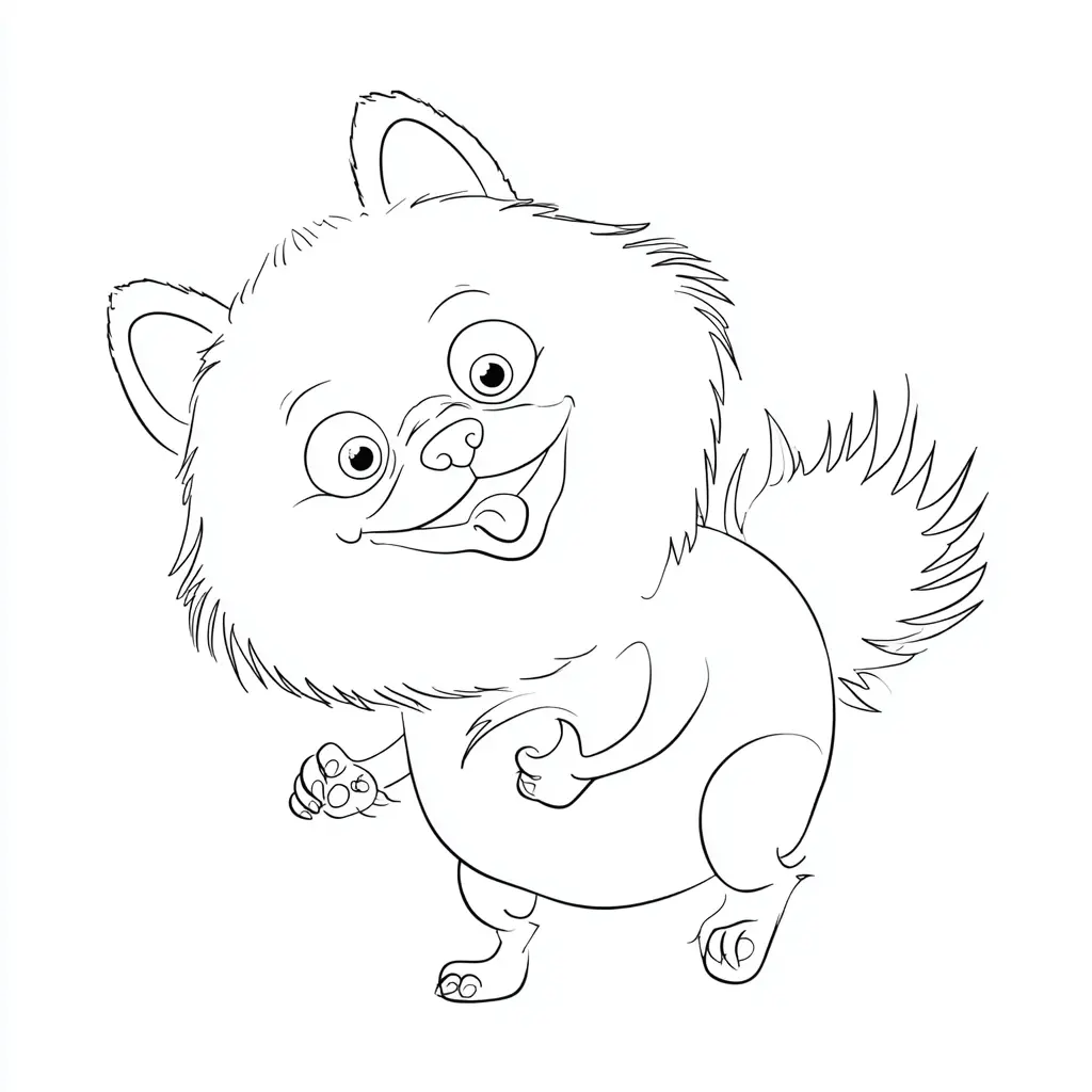 Dibujo de pomerania cartoon dinámico para colorear Dibujo de pomerania cartoon dinámico para colorear