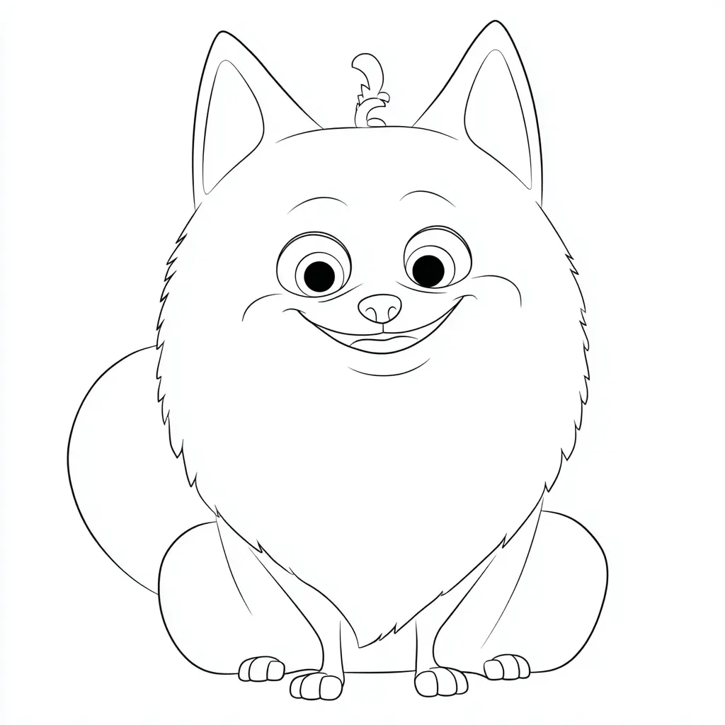 Dibujo de pomerania cómico lineal para colorear Dibujo de pomerania cómico lineal para colorear