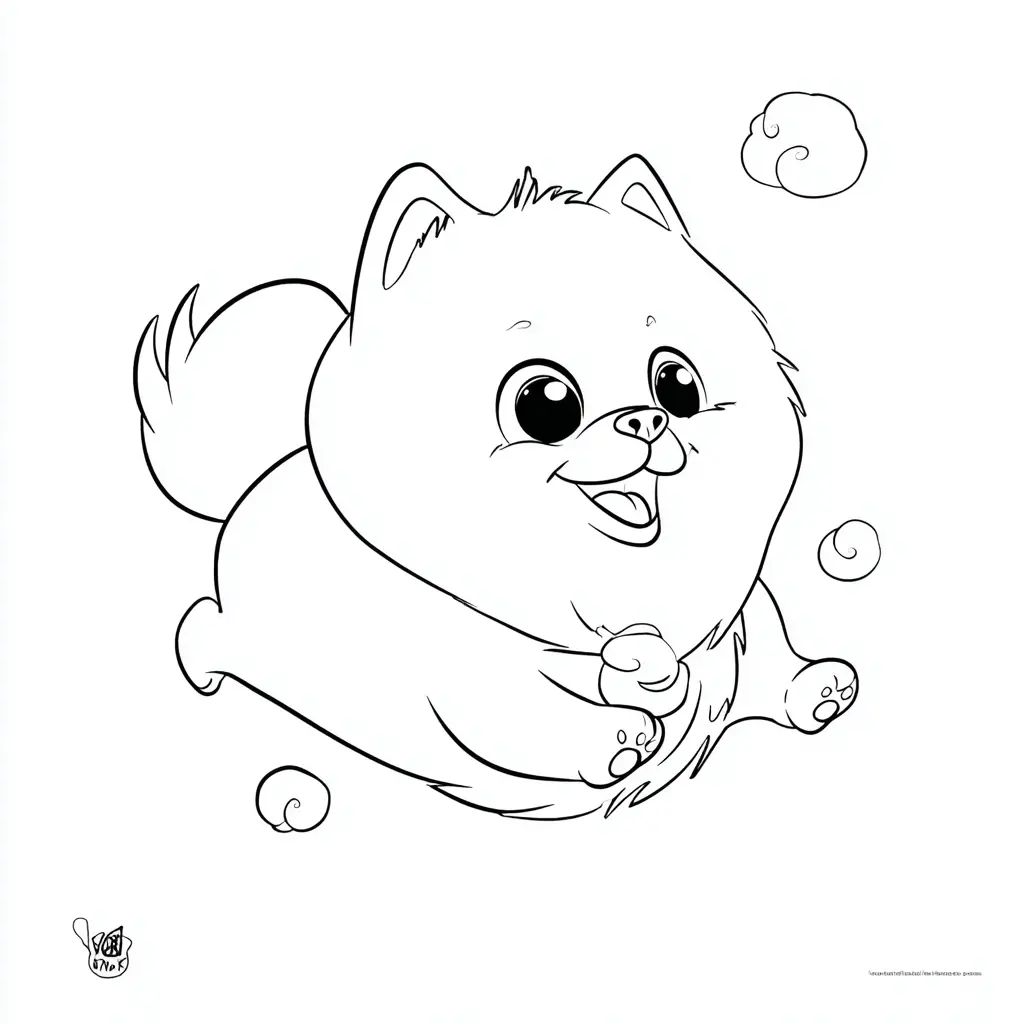 Dibujo de pomerania cartoon corriendo para colorear Dibujo de pomerania cartoon corriendo para colorear