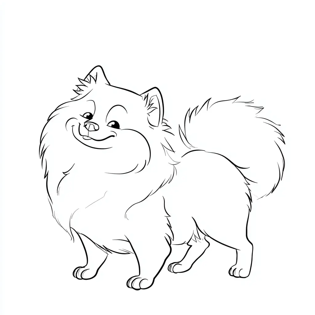 Dibujo de pomerania con detalle de pelaje para colorear Dibujo de pomerania con detalle de pelaje para colorear