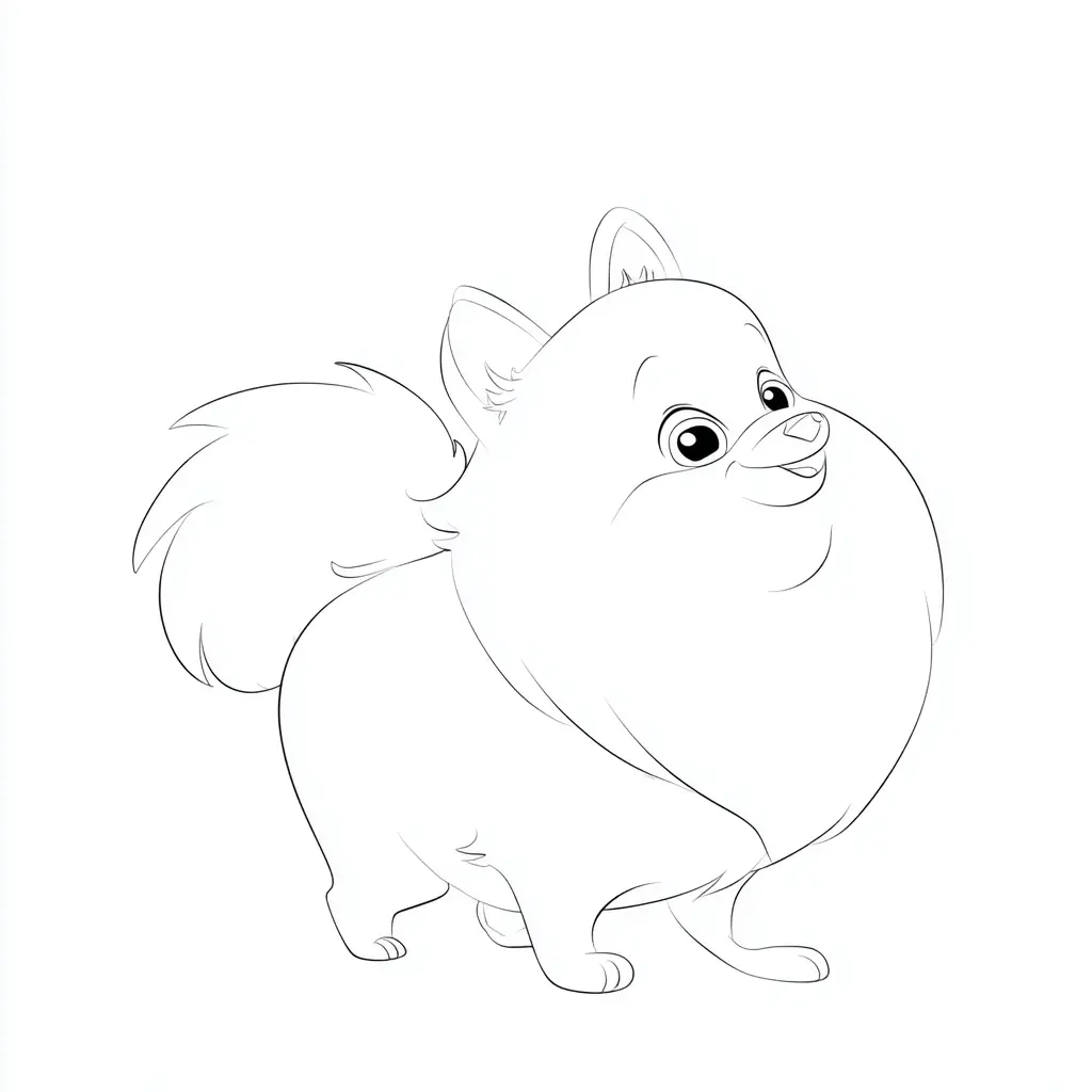 Dibujo de pomerania de líneas redondeadas para colorear Dibujo de pomerania de líneas redondeadas para colorear