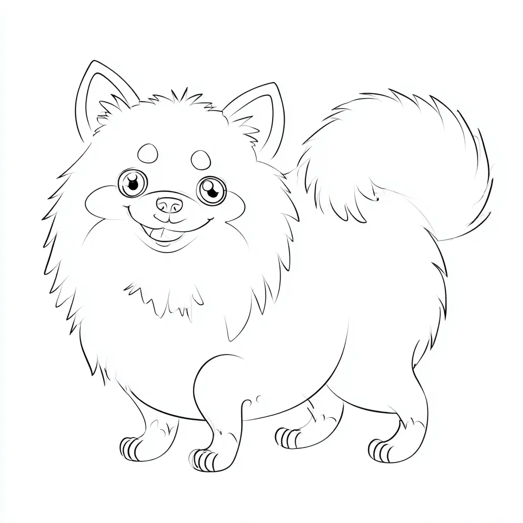Dibujo de pomerania de caricatura para colorear Dibujo de pomerania de caricatura para colorear