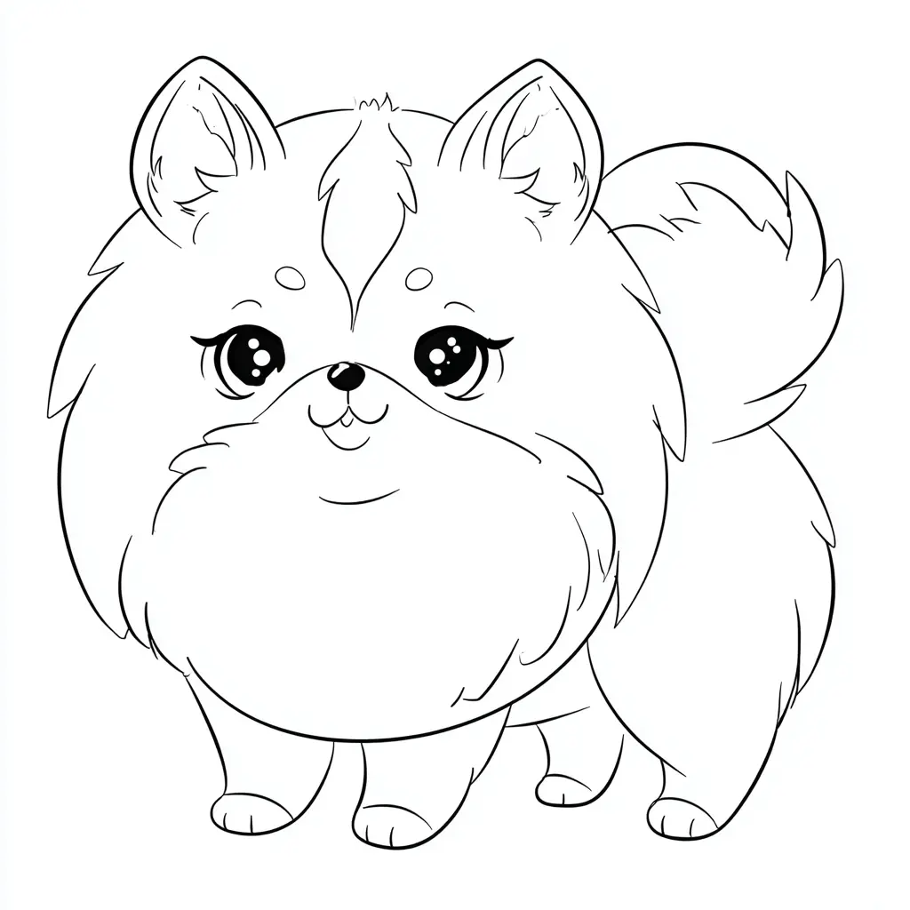 Dibujo de pomerania con formas circulares para colorear Dibujo de pomerania con formas circulares para colorear