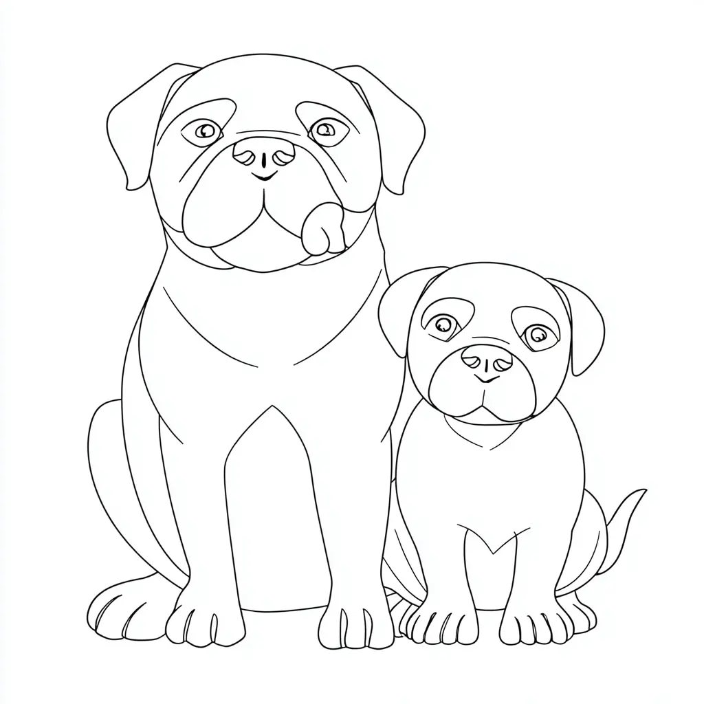 Dibujo de dos rottweilers simples para colorear Dibujo de dos rottweilers simples para colorear