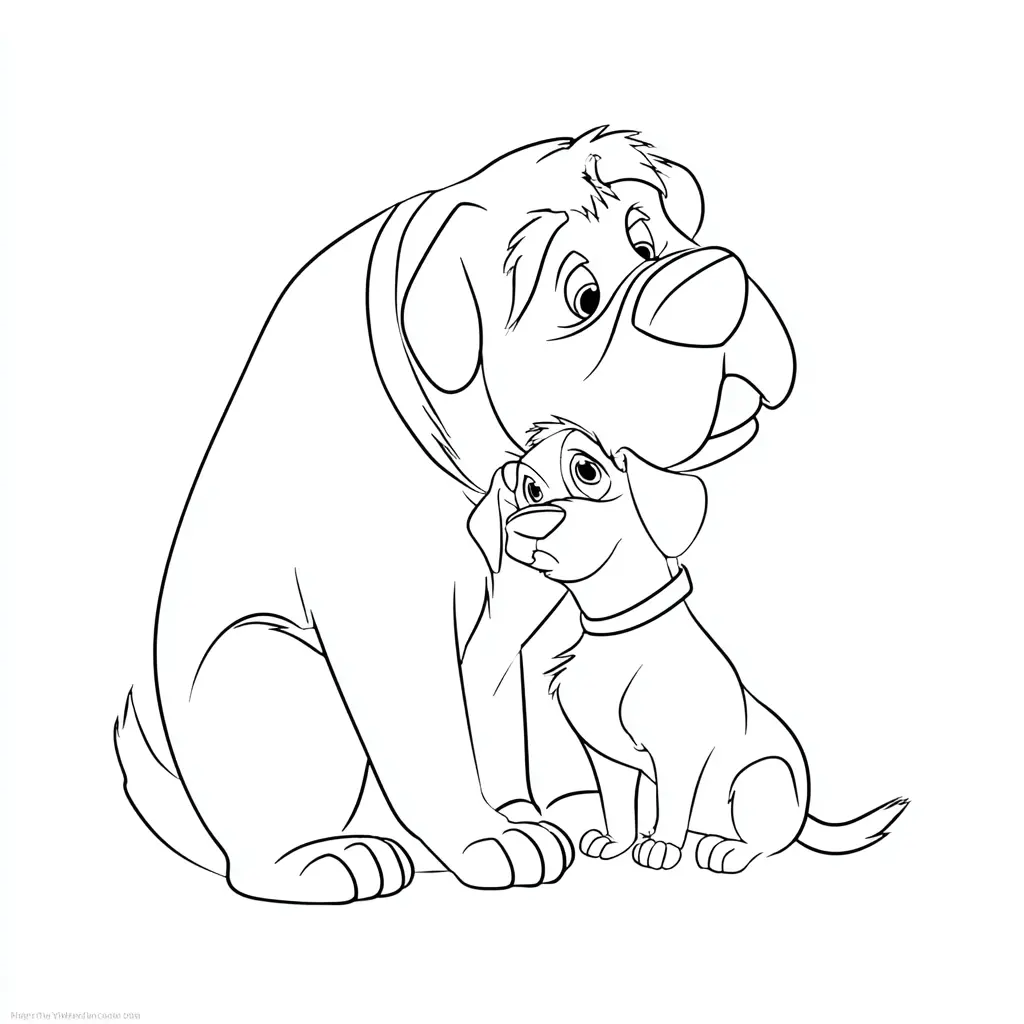 Dibujo de rottweiler y cachorro cartoon para colorear Dibujo de rottweiler y cachorro cartoon para colorear