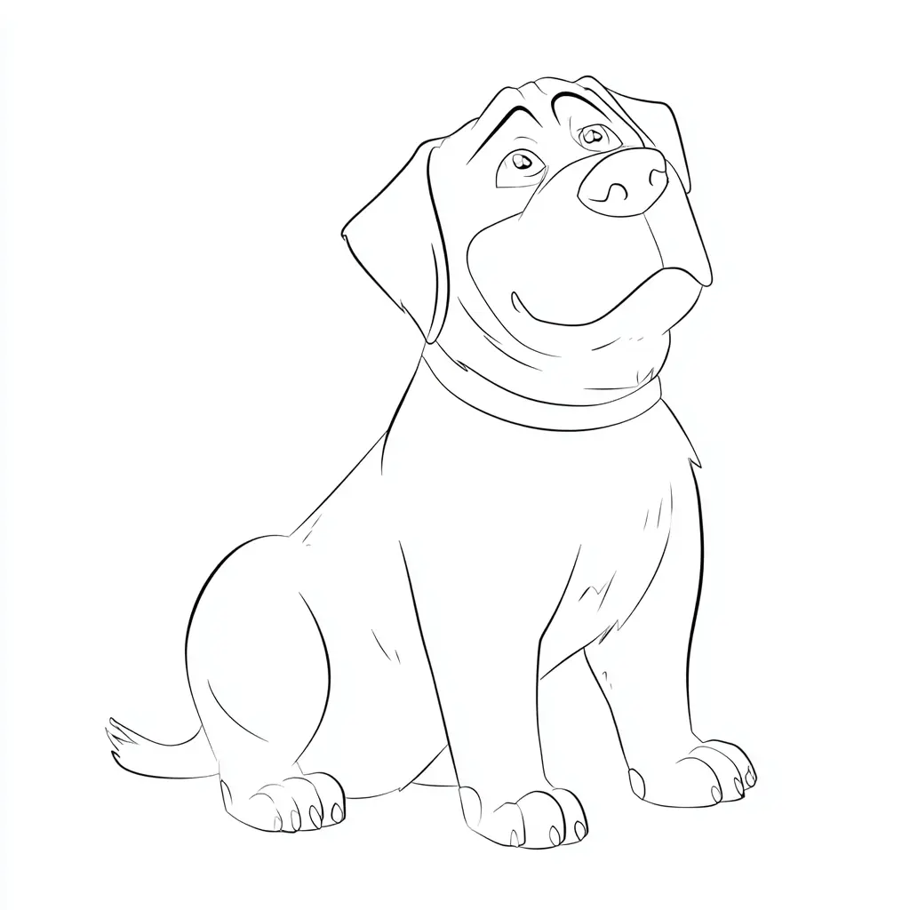 Dibujo de rottweiler con líneas finas para colorear Dibujo de rottweiler con líneas finas para colorear