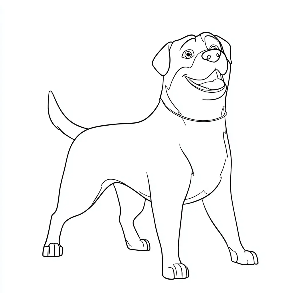 Dibujo de un rottweiler elegante para colorear Dibujo de un rottweiler elegante para colorear
