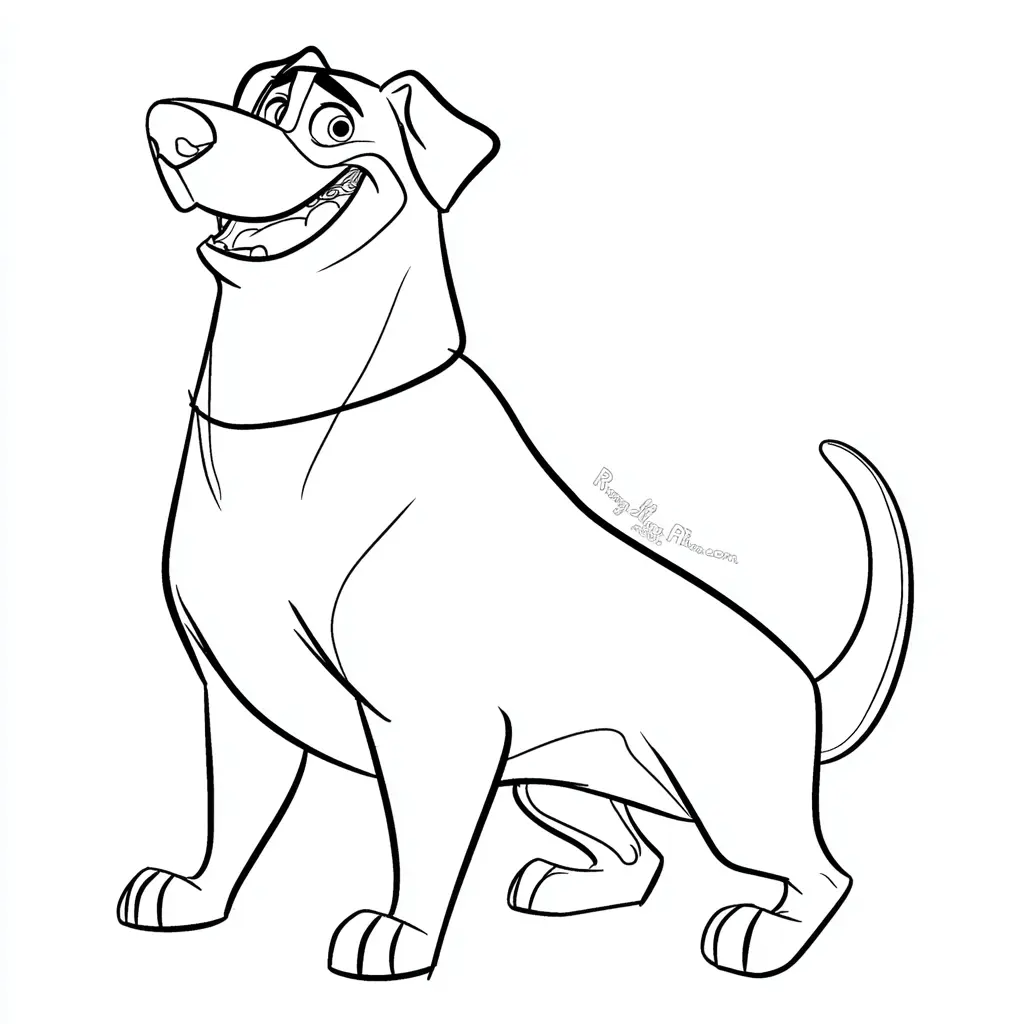 Dibujo de un rottweiler de caricatura para colorear Dibujo de un rottweiler de caricatura para colorear