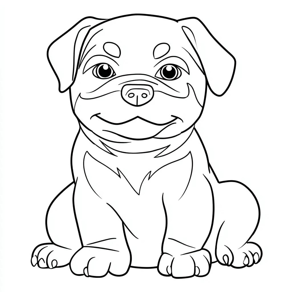 Dibujo de cachorro rottweiler sentado para colorear Dibujo de cachorro rottweiler sentado para colorear