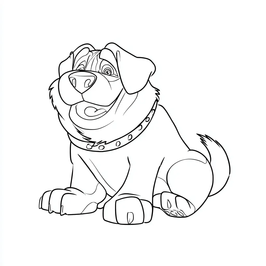 Dibujo de un rottweiler cartoon sentado para colorear Dibujo de un rottweiler cartoon sentado para colorear