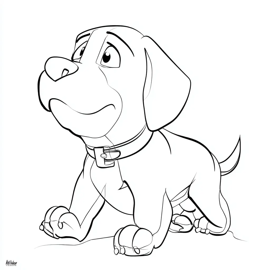 Dibujo de un lindo cachorro rottweiler animado para colorear Dibujo de un lindo cachorro rottweiler animado para colorear