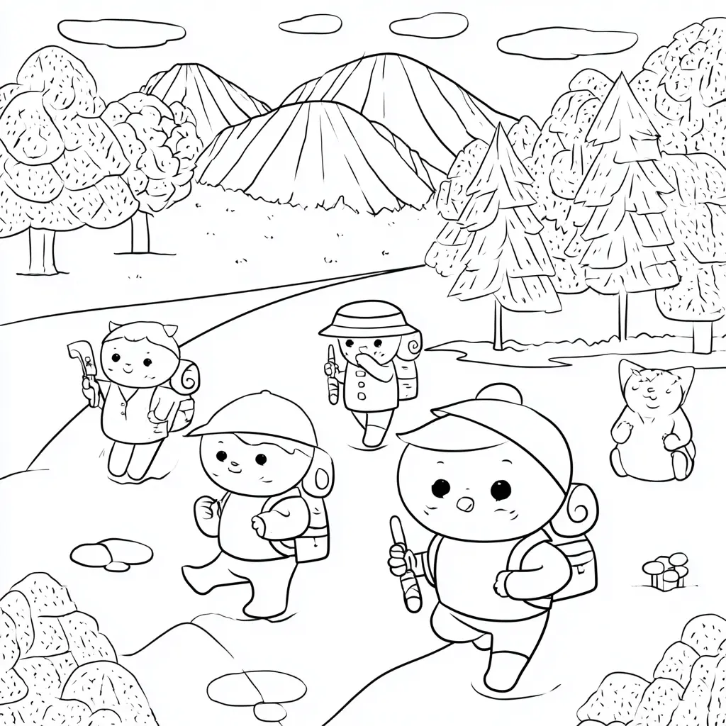 Dibujo de exploradores kawaii para colorear Dibujo de exploradores kawaii para colorear