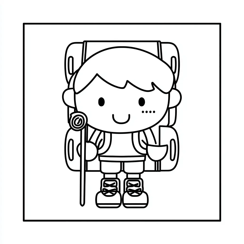 Dibujo de logo de un explorador sonriente para colorear Dibujo de logo de un explorador sonriente para colorear