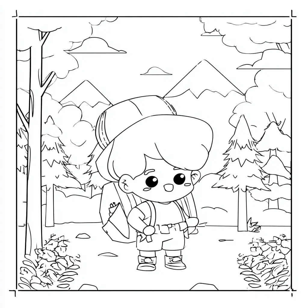 Dibujo de pequeño senderista chibi para colorear Dibujo de pequeño senderista chibi para colorear