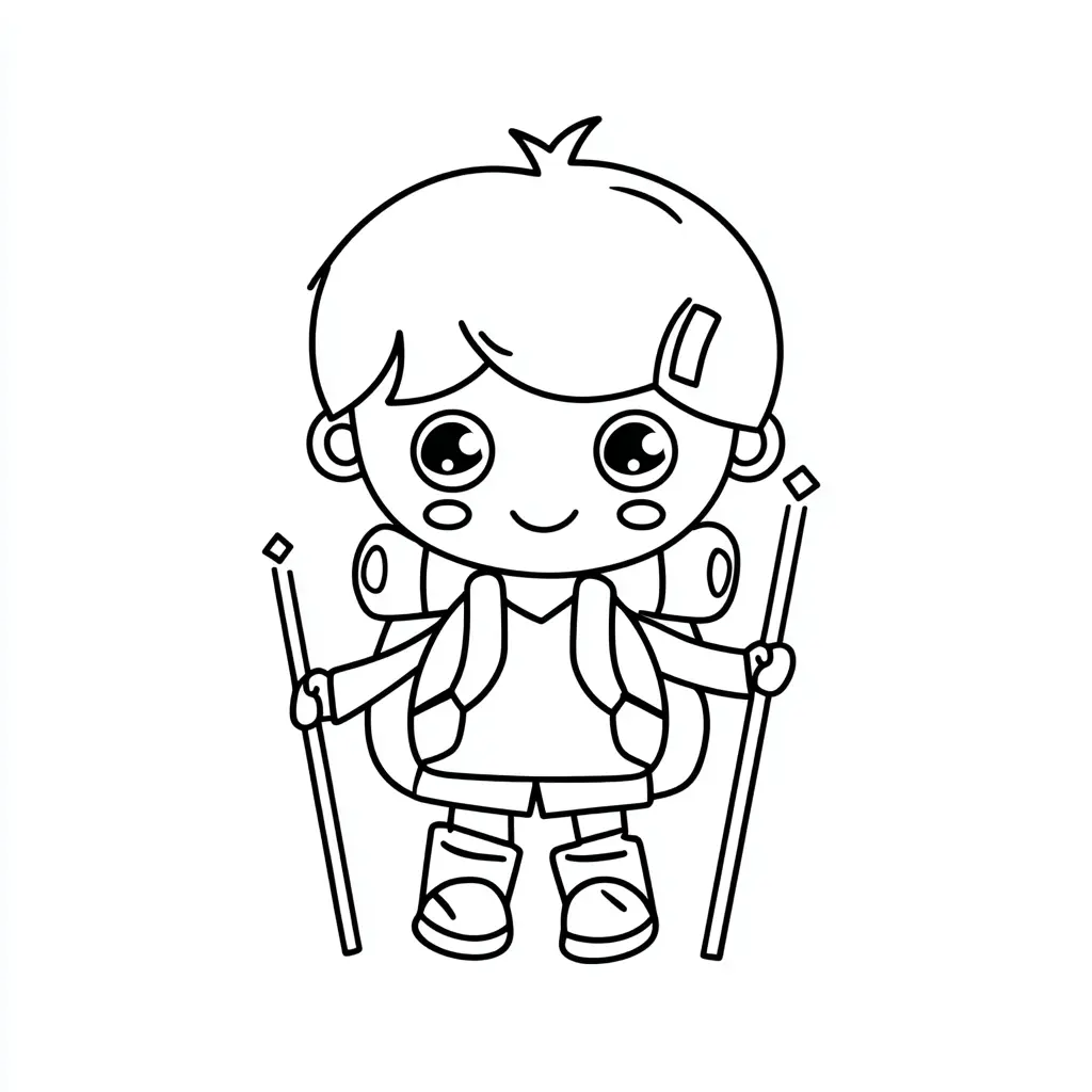 Dibujo de ilustración infantil de senderista para colorear Dibujo de ilustración infantil de senderista para colorear