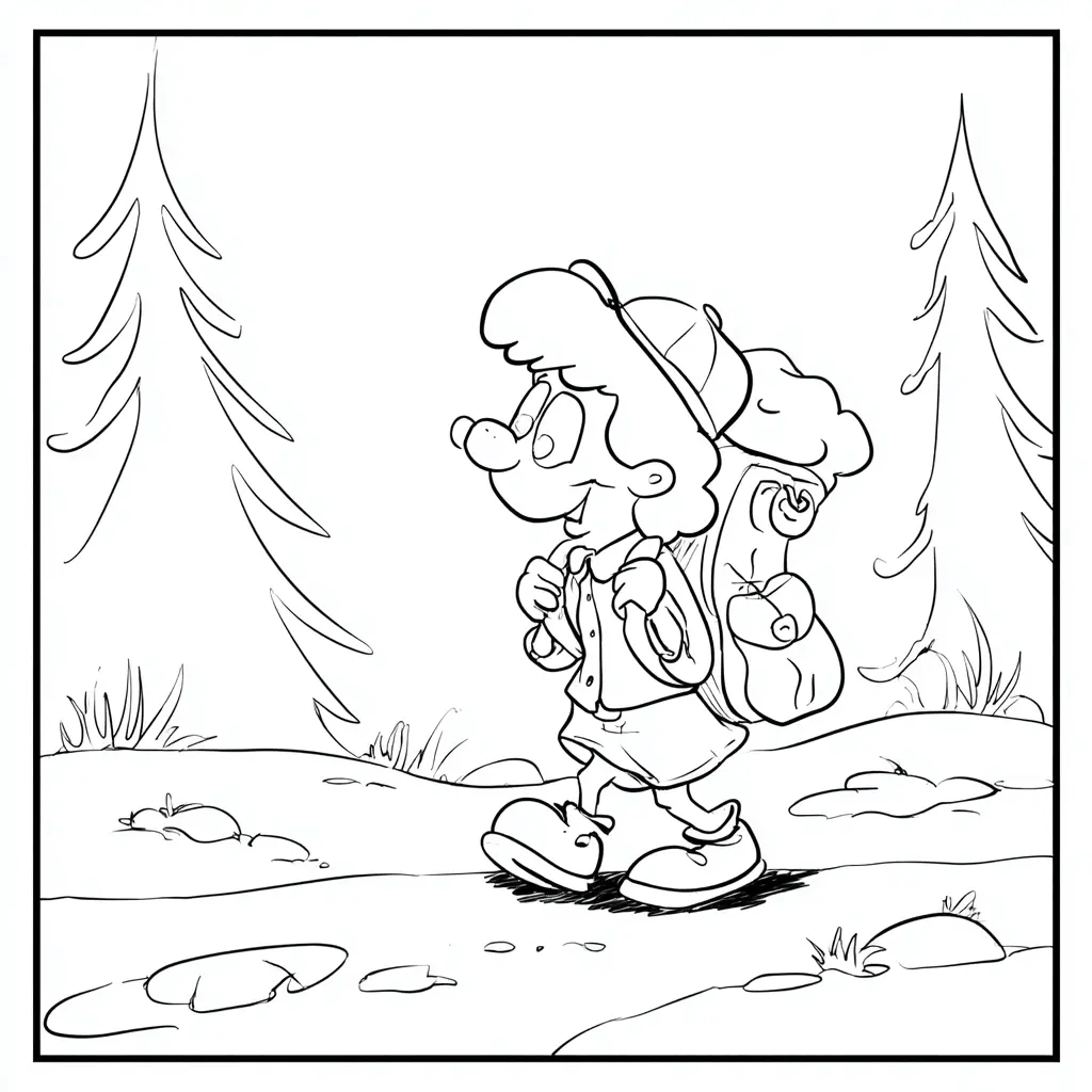Dibujo de pequeño senderista de dibujos para colorear Dibujo de pequeño senderista de dibujos para colorear
