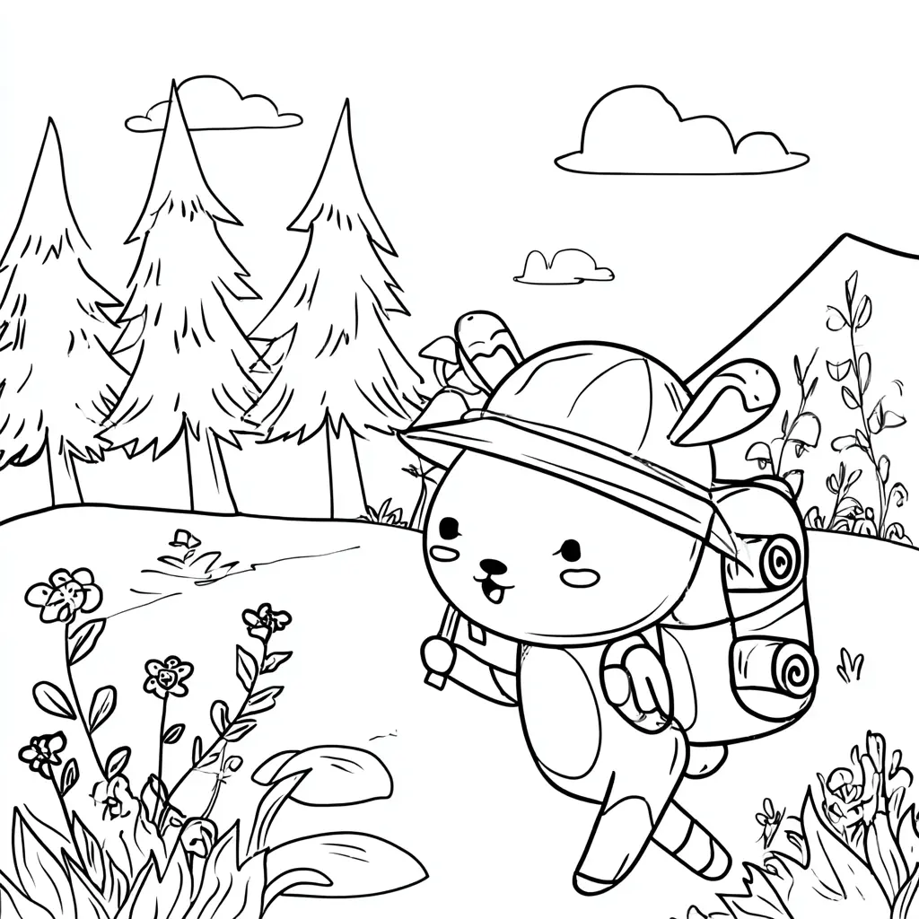 Dibujo de personaje kawaii senderista para colorear Dibujo de personaje kawaii senderista para colorear