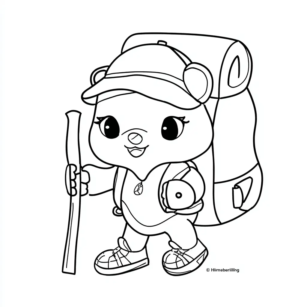 Dibujo de osita kawaii con mochila grande para colorear Dibujo de osita kawaii con mochila grande para colorear