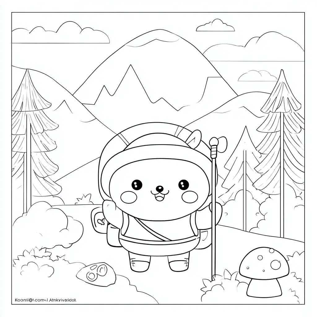 Dibujo de un senderista kawaii para colorear Dibujo de un senderista kawaii para colorear