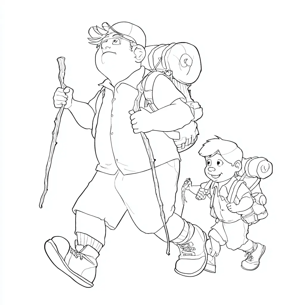 Dibujo de padre e hijo senderistas para colorear Dibujo de padre e hijo senderistas para colorear