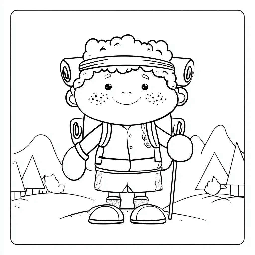 Dibujo de pequeño senderista kawaii para colorear Dibujo de pequeño senderista kawaii para colorear