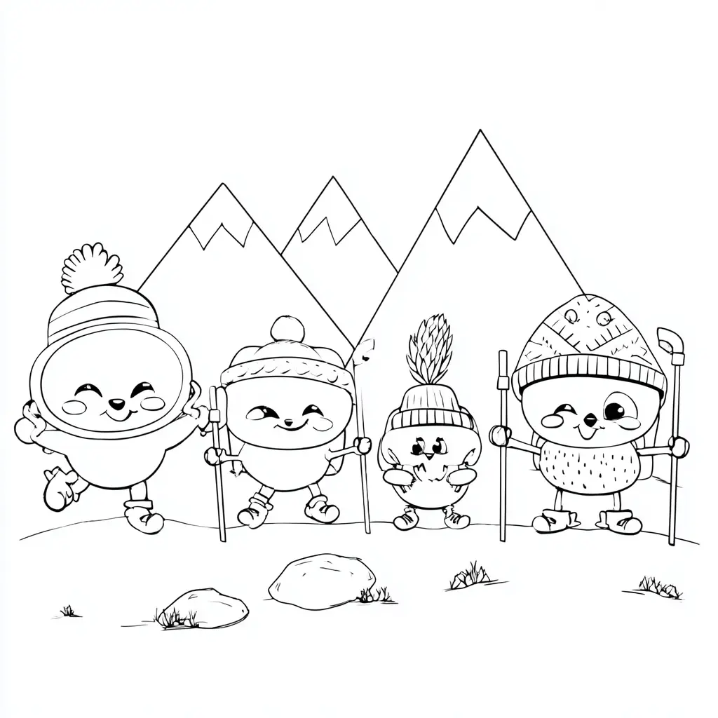 Dibujo de pequeños senderistas chibi para colorear Dibujo de pequeños senderistas chibi para colorear