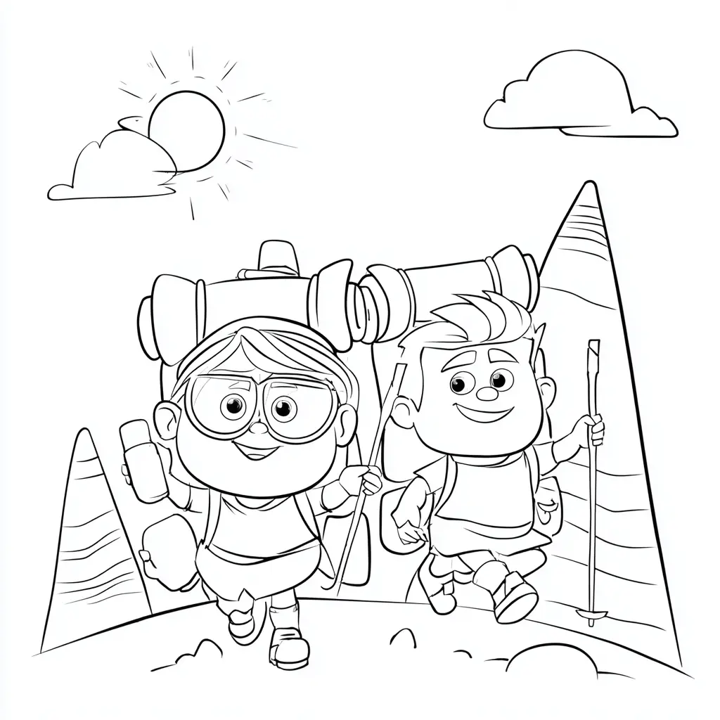 Dibujo de dos senderistas cartoon para colorear Dibujo de dos senderistas cartoon para colorear