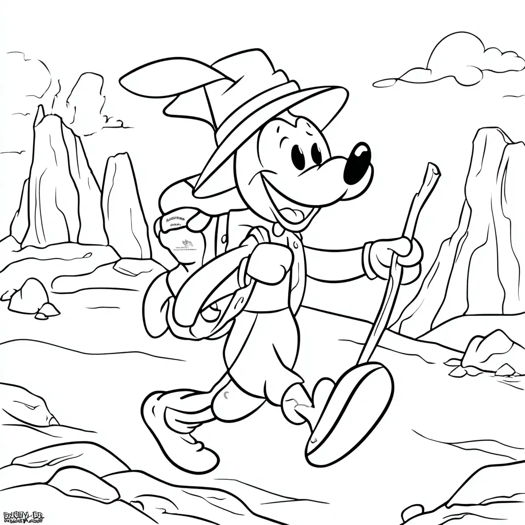 Dibujo de excursionista de dibujos animados para colorear Dibujo de excursionista de dibujos animados para colorear