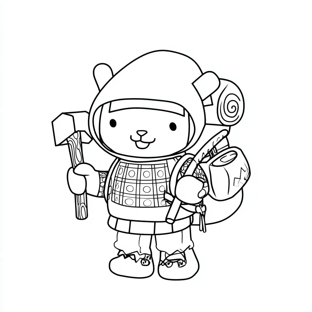 Dibujo de mascota kawaii senderista para colorear Dibujo de mascota kawaii senderista para colorear