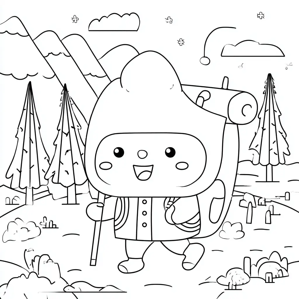 Dibujo de senderismo mágico kawaii para colorear Dibujo de senderismo mágico kawaii para colorear