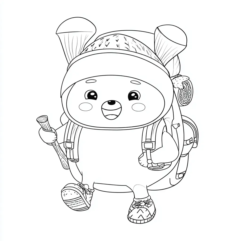 Dibujo de el osito mochilero kawaii para colorear Dibujo de el osito mochilero kawaii para colorear