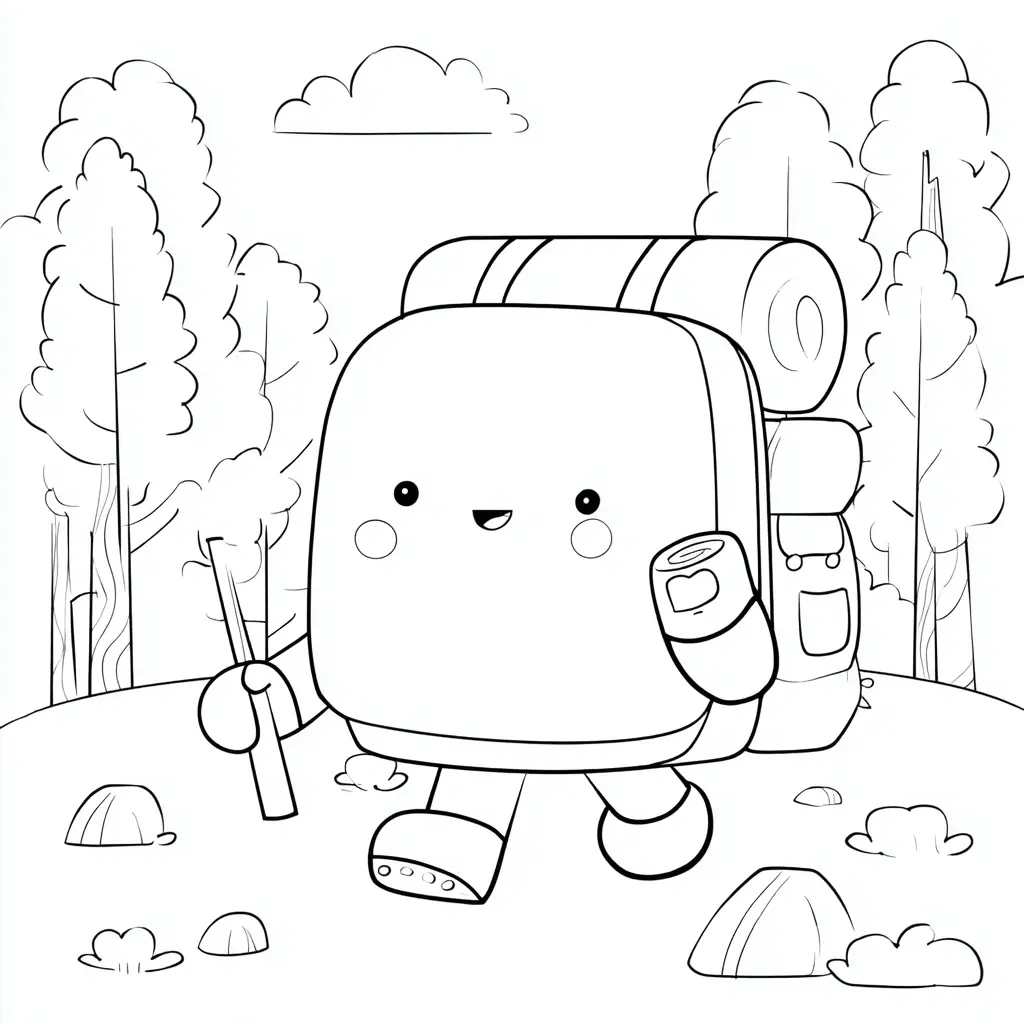 Dibujo de mochila kawaii de aventuras para colorear Dibujo de mochila kawaii de aventuras para colorear
