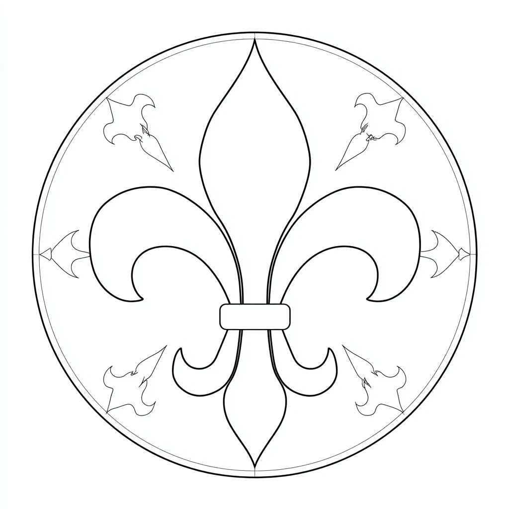 Dibujo de mandala de símbolo heráldico de flor de lis para colorear Dibujo de mandala de símbolo heráldico de flor de lis para colorear