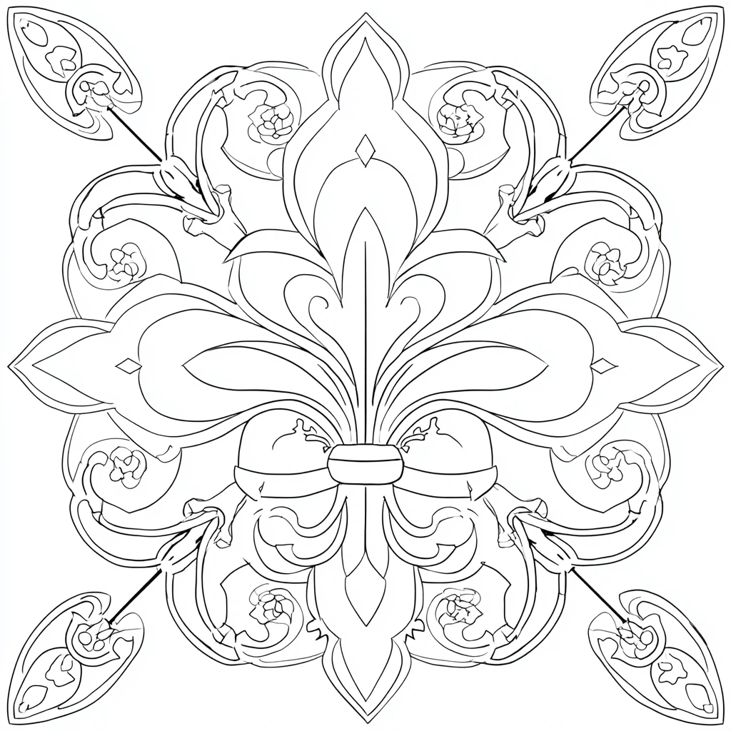 Dibujo de mandala de flor de lis de estilo decorativo para colorear Dibujo de mandala de flor de lis de estilo decorativo para colorear