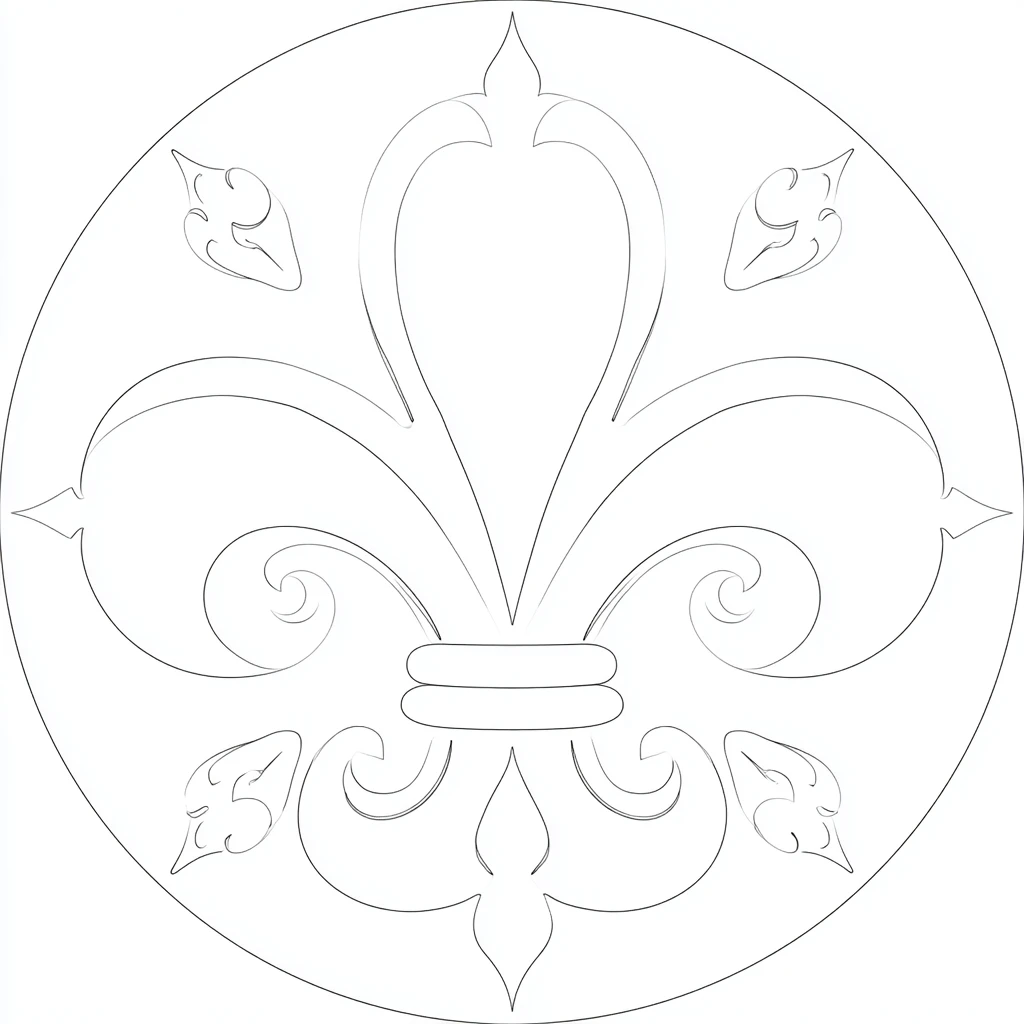 Dibujo de mandala de flor de lis con diseño de roseta para colorear Dibujo de mandala de flor de lis con diseño de roseta para colorear