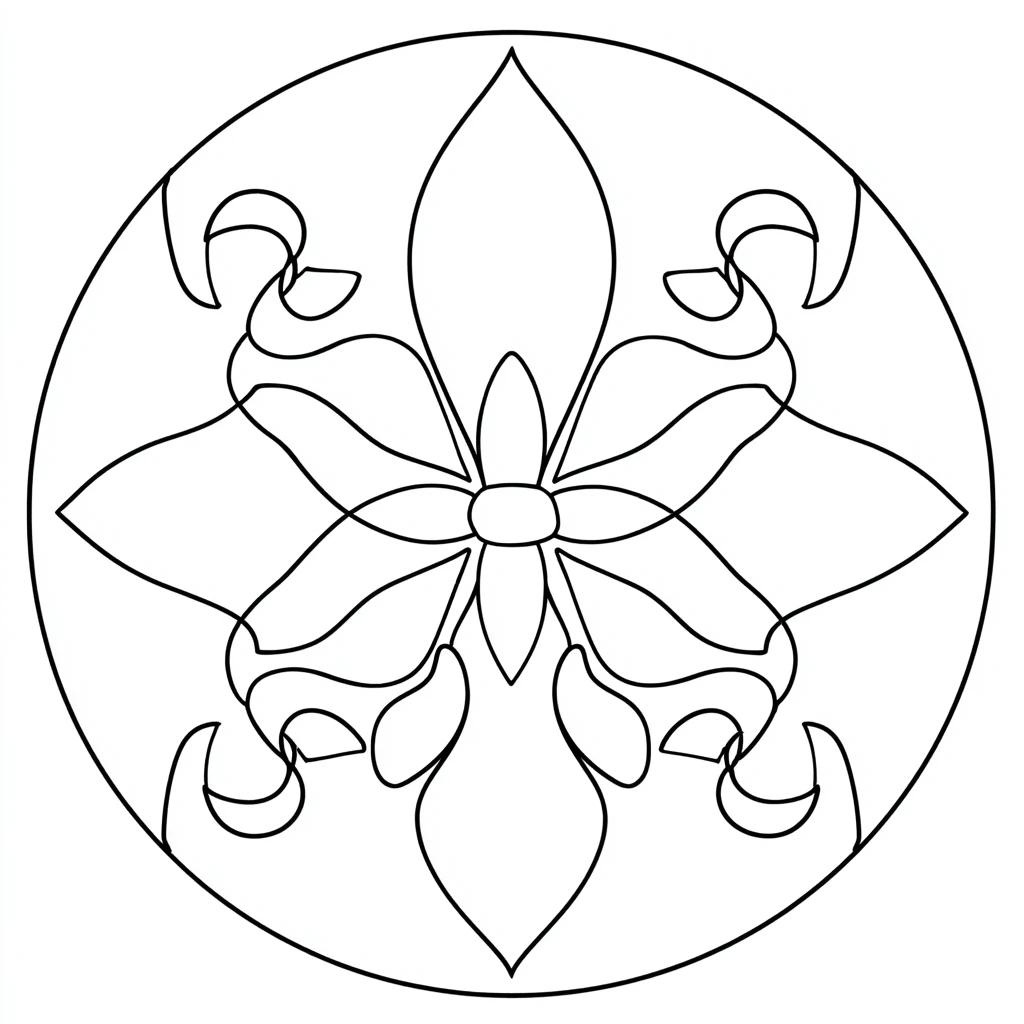 Dibujo de mandala de línea continua de flor de lis para colorear Dibujo de mandala de línea continua de flor de lis para colorear
