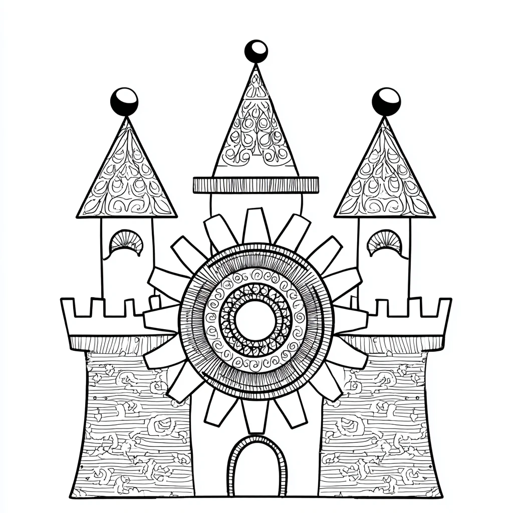 Dibujo de mandala de castillo fantástico zentangle para colorear Dibujo de mandala de castillo fantástico zentangle para colorear