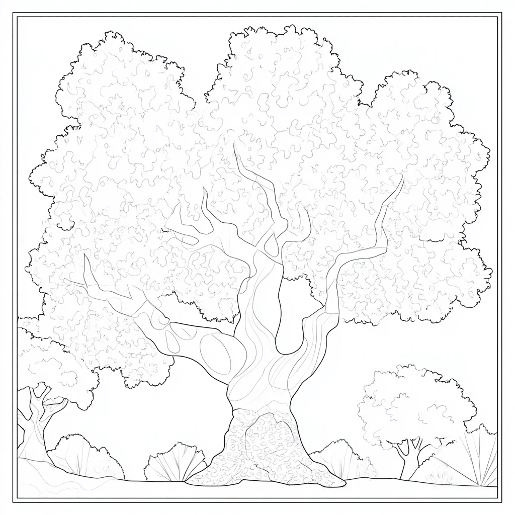 Dibujo de árboles grandes estilo zentangle para colorear Dibujo de árboles grandes estilo zentangle para colorear