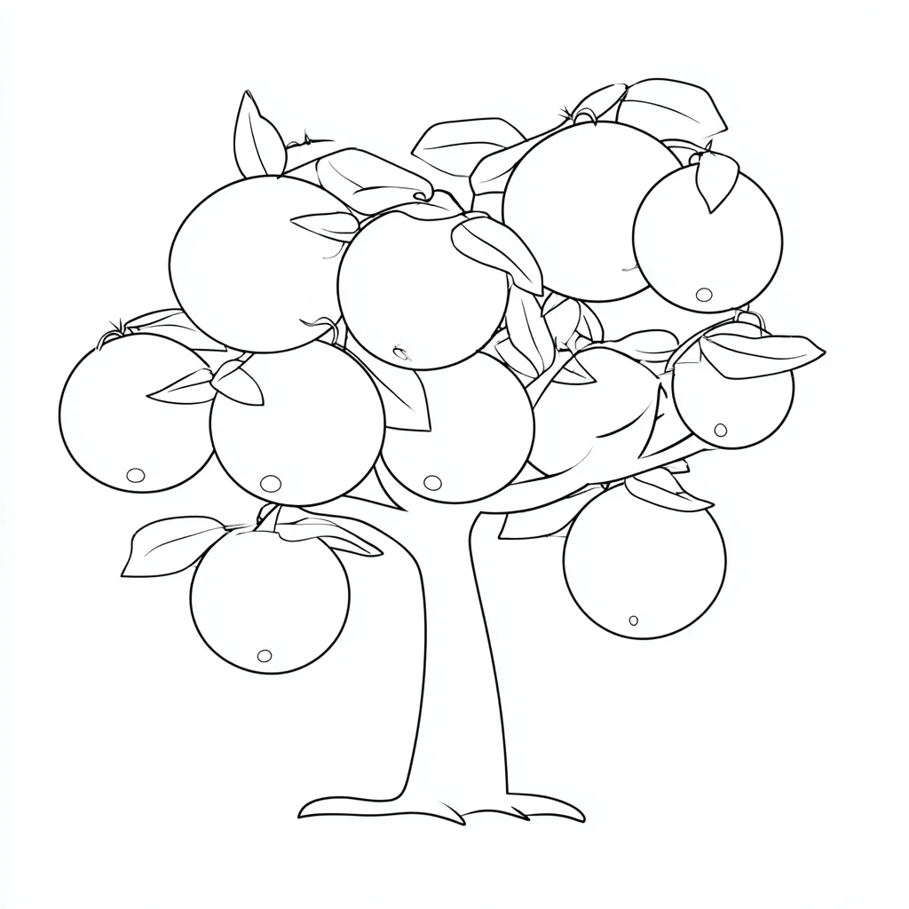 Dibujo de un árbol frutal fácil para colorear Dibujo de un árbol frutal fácil para colorear
