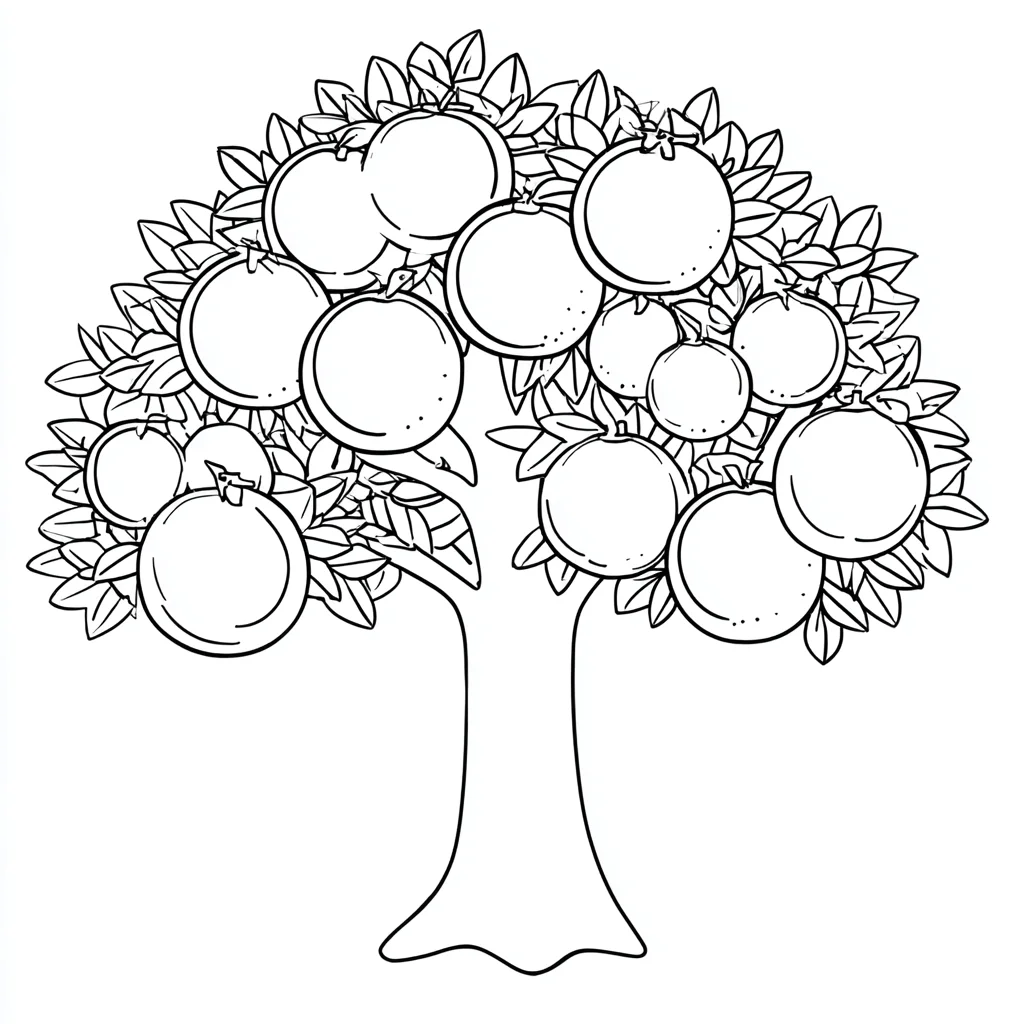 Dibujo de un árbol naranjo infantil para colorear Dibujo de un árbol naranjo infantil para colorear