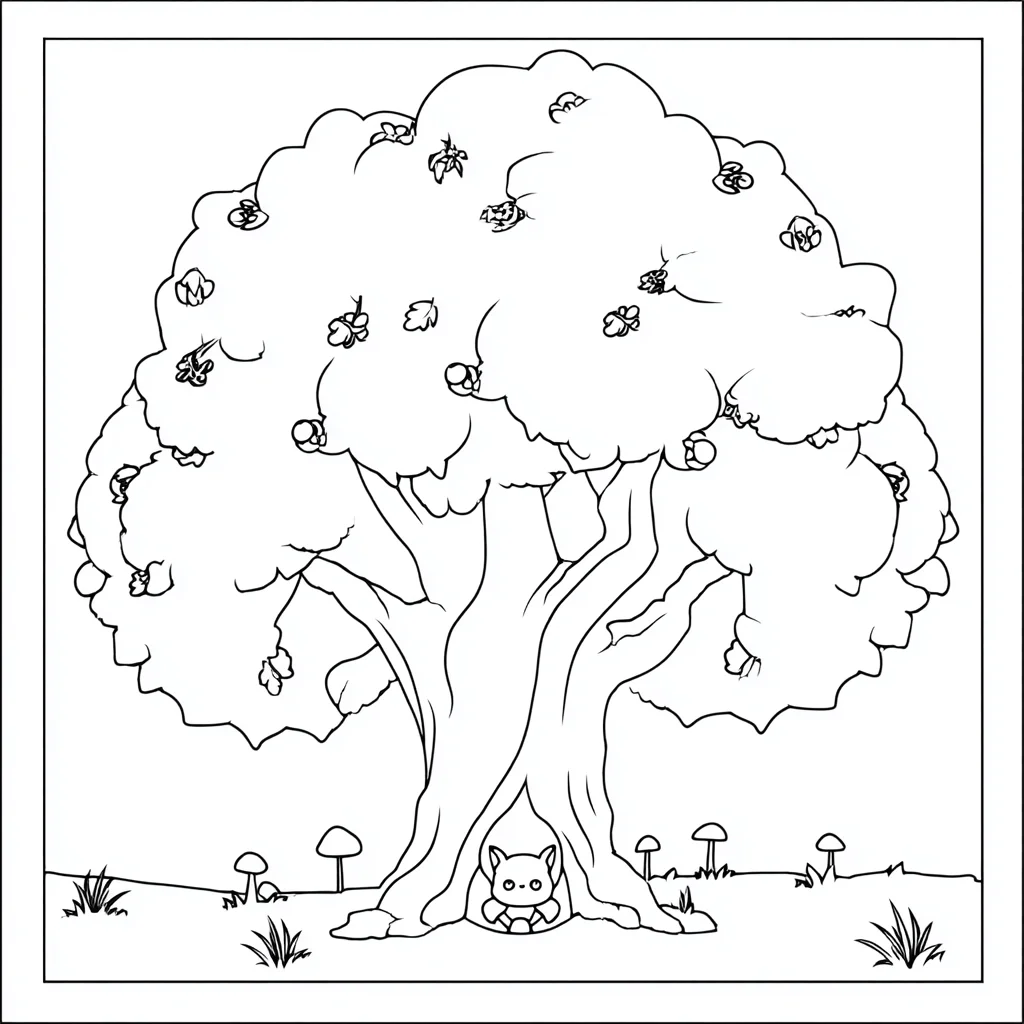 Dibujo de el roble y el pequeño guardián para colorear Dibujo de el roble y el pequeño guardián para colorear