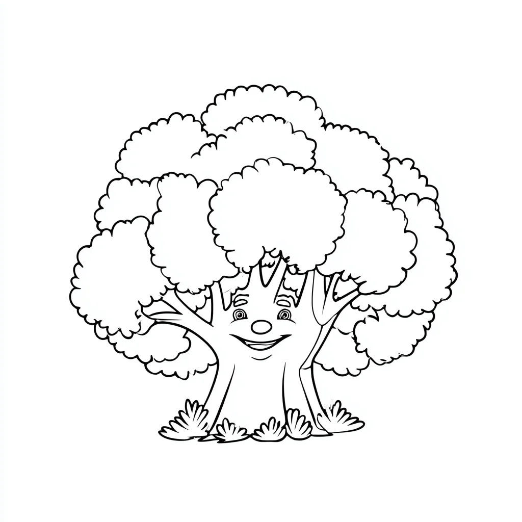 Dibujo de un árbol de dibujos animados para colorear Dibujo de un árbol de dibujos animados para colorear