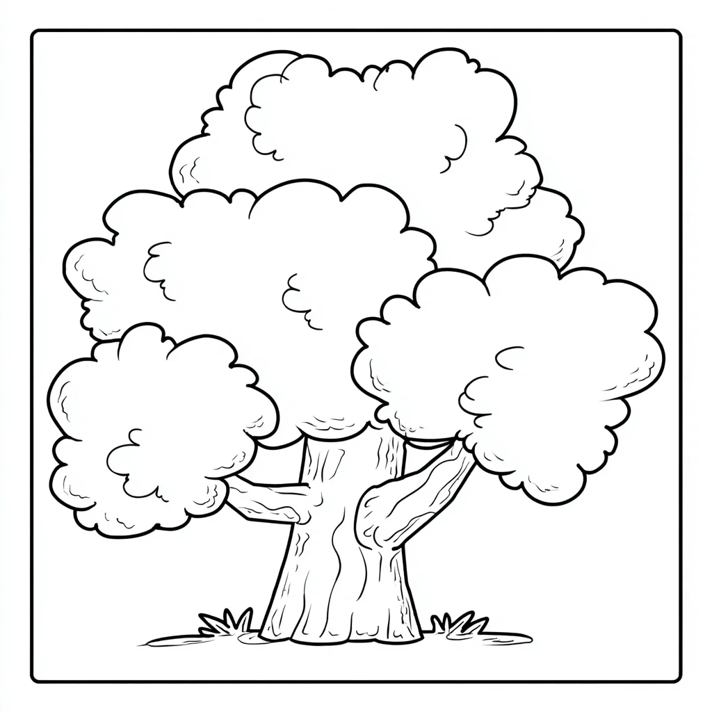 Dibujo de un roble fácil para colorear Dibujo de un roble fácil para colorear