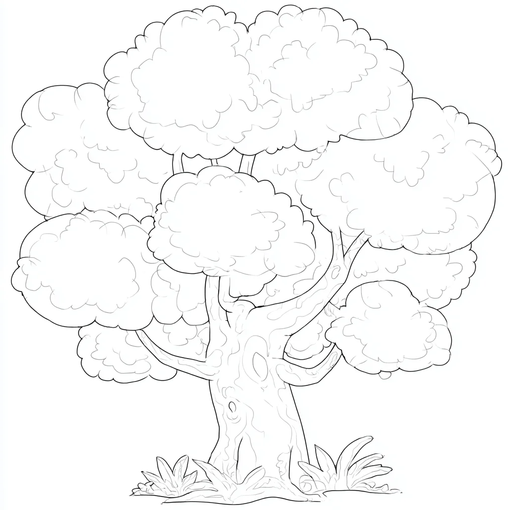 Dibujo de árbol con nudos en el tronco para colorear Dibujo de árbol con nudos en el tronco para colorear