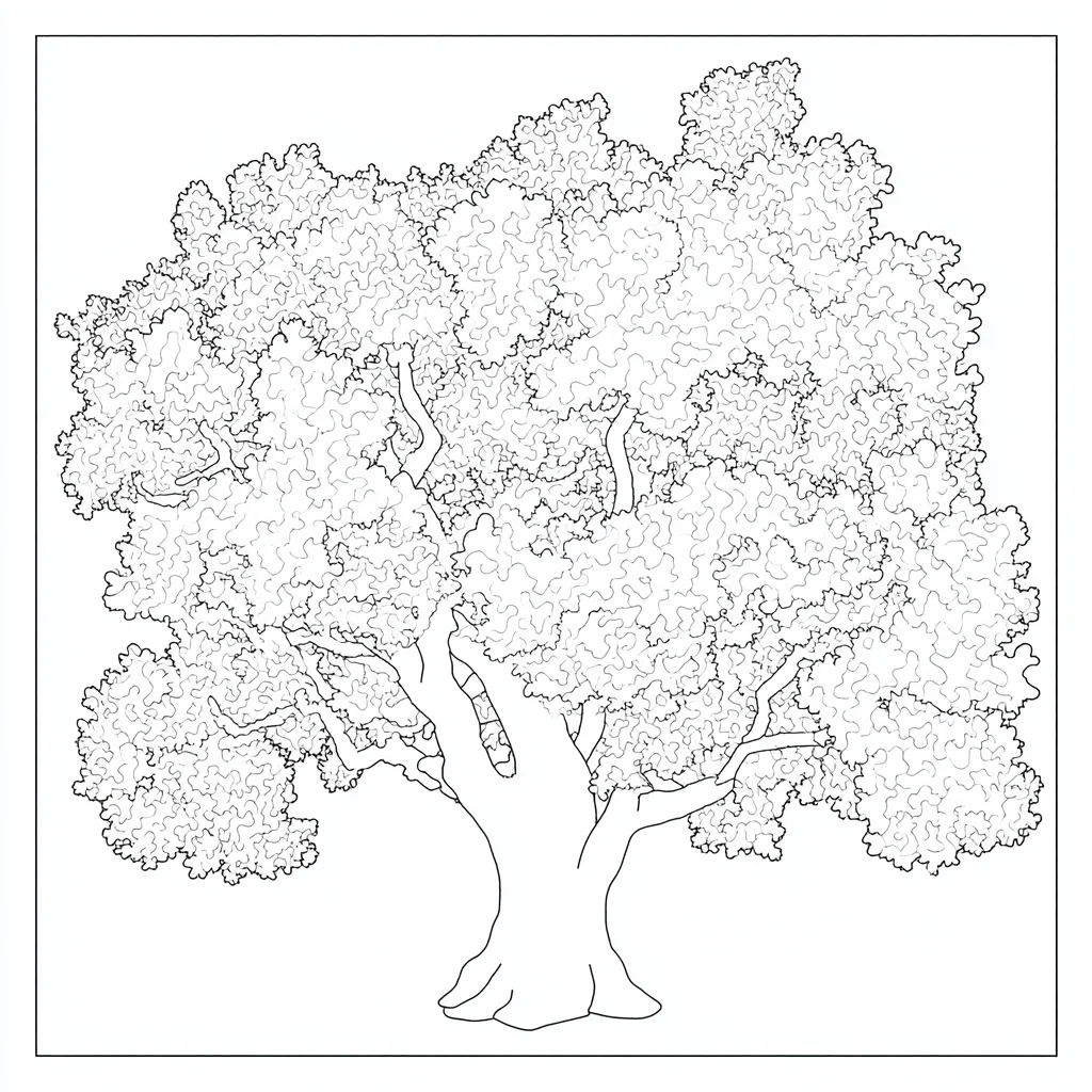 Dibujo de un gran roble centenario para colorear Dibujo de un gran roble centenario para colorear