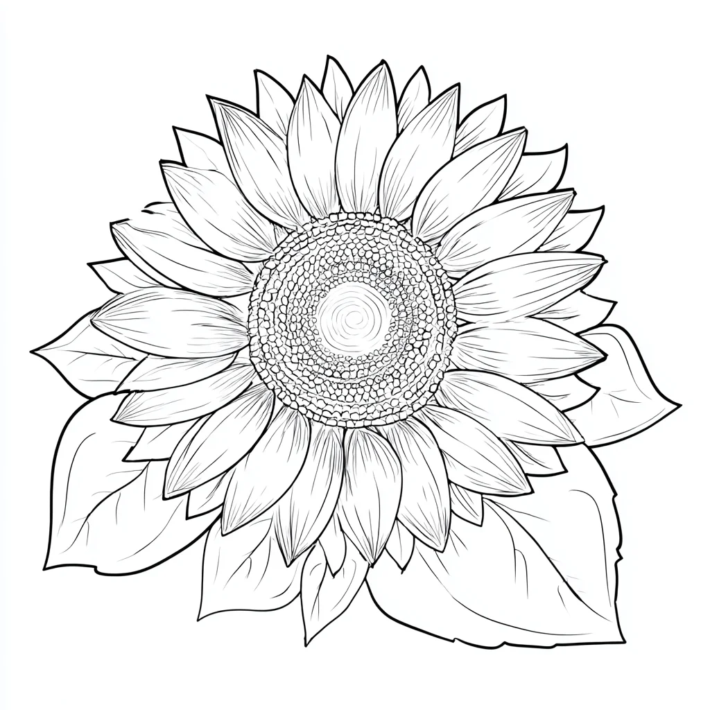 Dibujo de corazón de girasol con pétalos para colorear Dibujo de corazón de girasol con pétalos para colorear