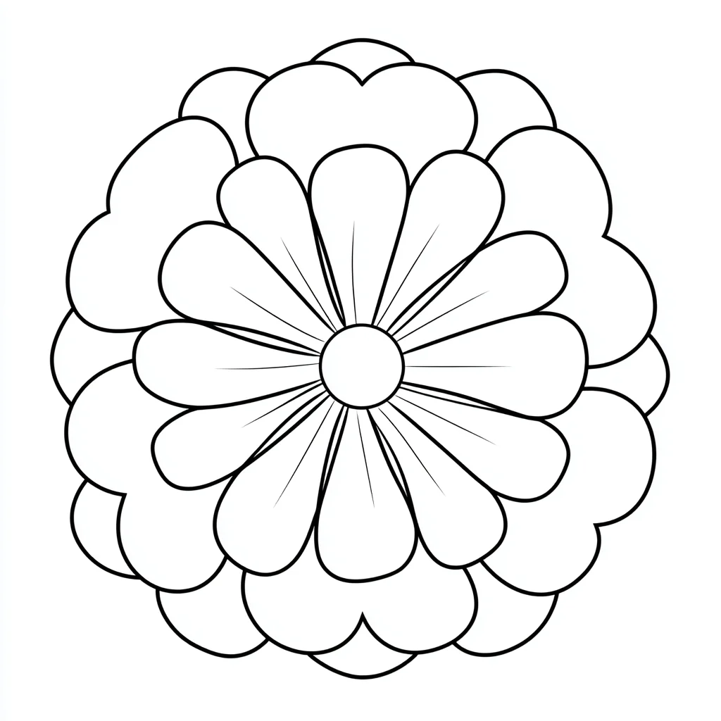 Dibujo de contorno de flor con múltiples pétalos para colorear Dibujo de contorno de flor con múltiples pétalos para colorear