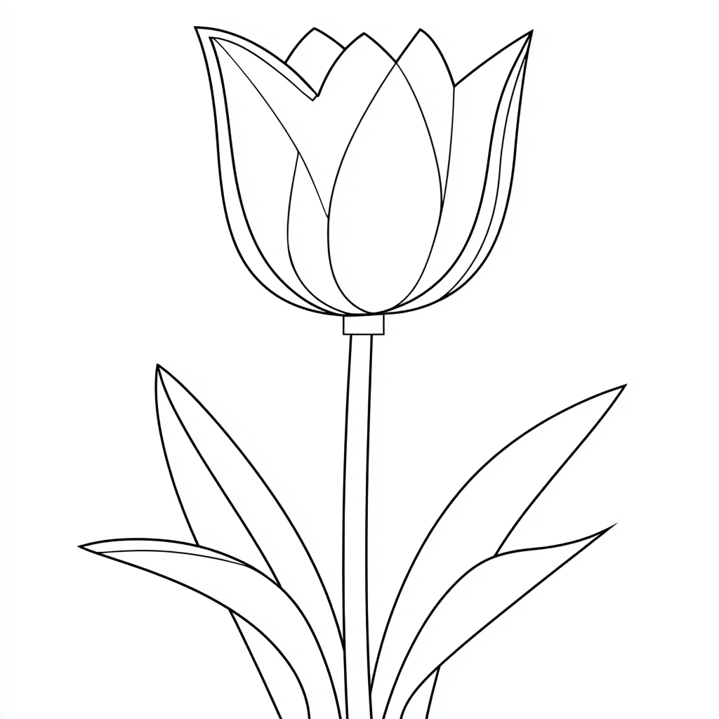 Dibujo de contorno fino de tulipán para colorear Dibujo de contorno fino de tulipán para colorear