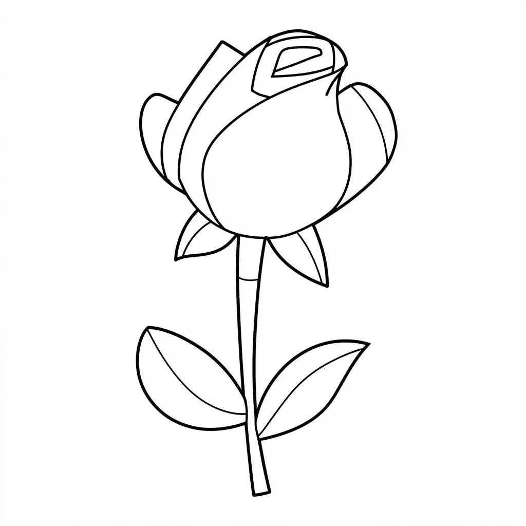 Dibujo de capullo de rosa fácil para colorear Dibujo de capullo de rosa fácil para colorear