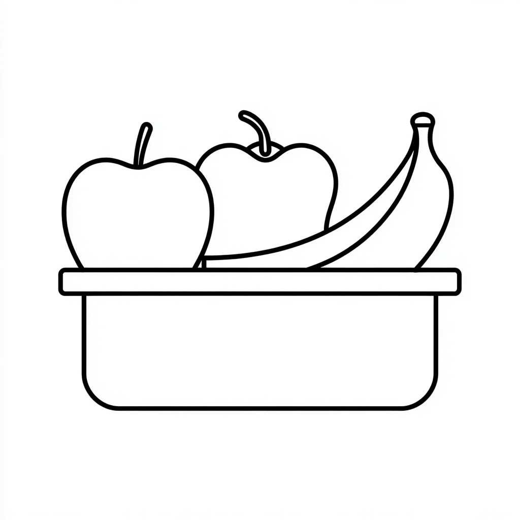 Dibujo de frutero minimalista con frutas para colorear